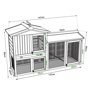 Lionto Kleintierstall, 147x52x85cm 4 Lionto Kleintierstall, 147x52x85cm – Bild 2