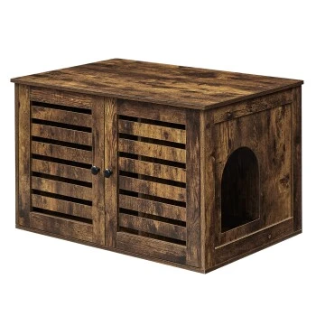 FEANDREA Katzenklo Mit Tür Vintagebraun 3 FEANDREA Katzenklo Mit Tür Vintagebraun