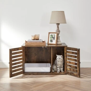 FEANDREA Katzenklo Mit Tür Vintagebraun 5 FEANDREA Katzenklo Mit Tür Vintagebraun – Bild 3