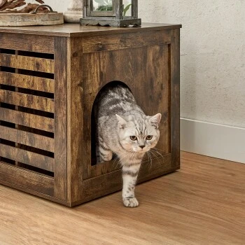 FEANDREA Katzenklo Mit Tür Vintagebraun 6 FEANDREA Katzenklo Mit Tür Vintagebraun – Bild 4