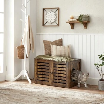 FEANDREA Katzenklo Mit Tür Vintagebraun 8 FEANDREA Katzenklo Mit Tür Vintagebraun – Bild 6