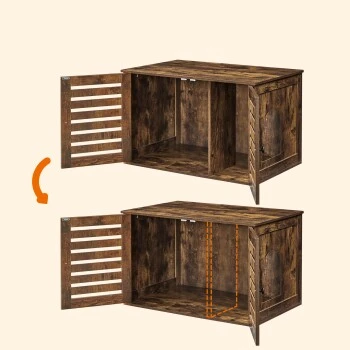 FEANDREA Katzenklo Mit Tür Vintagebraun 7 FEANDREA Katzenklo Mit Tür Vintagebraun – Bild 5