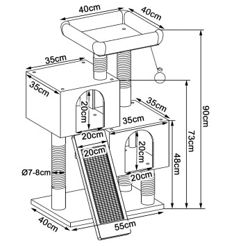 Lionto Kratzbaum 90 Cm Dunkelgrau 9 Lionto Kratzbaum 90 Cm Dunkelgrau – Bild 7
